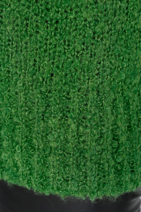 Long-Pullover, Bouclé-Strick, Sterne, Rollkragen, Langarm