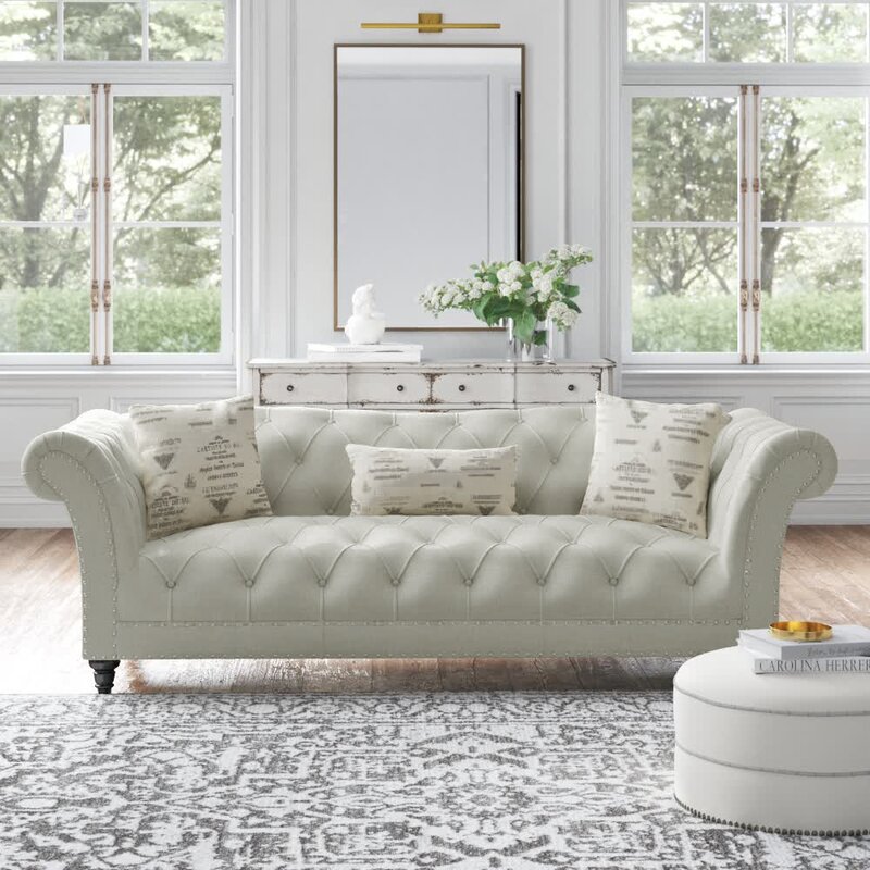 Haley 90.1&rdquo; Rolled Arm Chesterfield Sofa