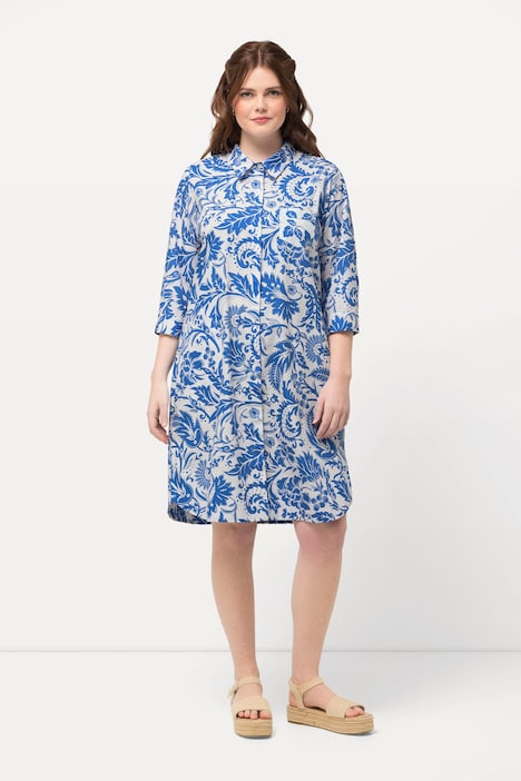 Hemdblusenkleid, A-Linie, Hemdkragen, 3/4-Arm