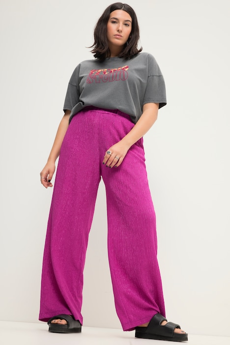 Hose, Wide Legs, Krepp, Elastikbund