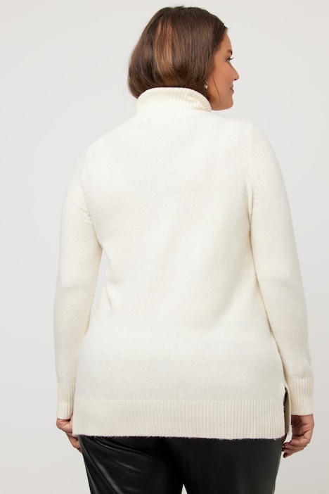 Pullover, Schriftmotiv, Rollkragen, Langarm