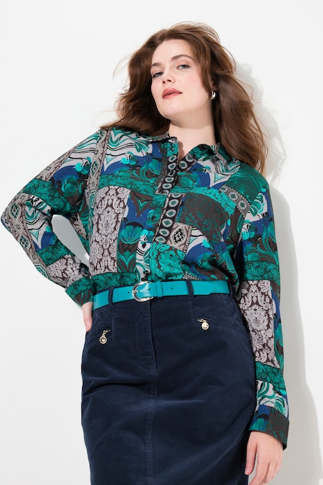 Hemdbluse, Landhausmuster, Hemdkragen, Langarm