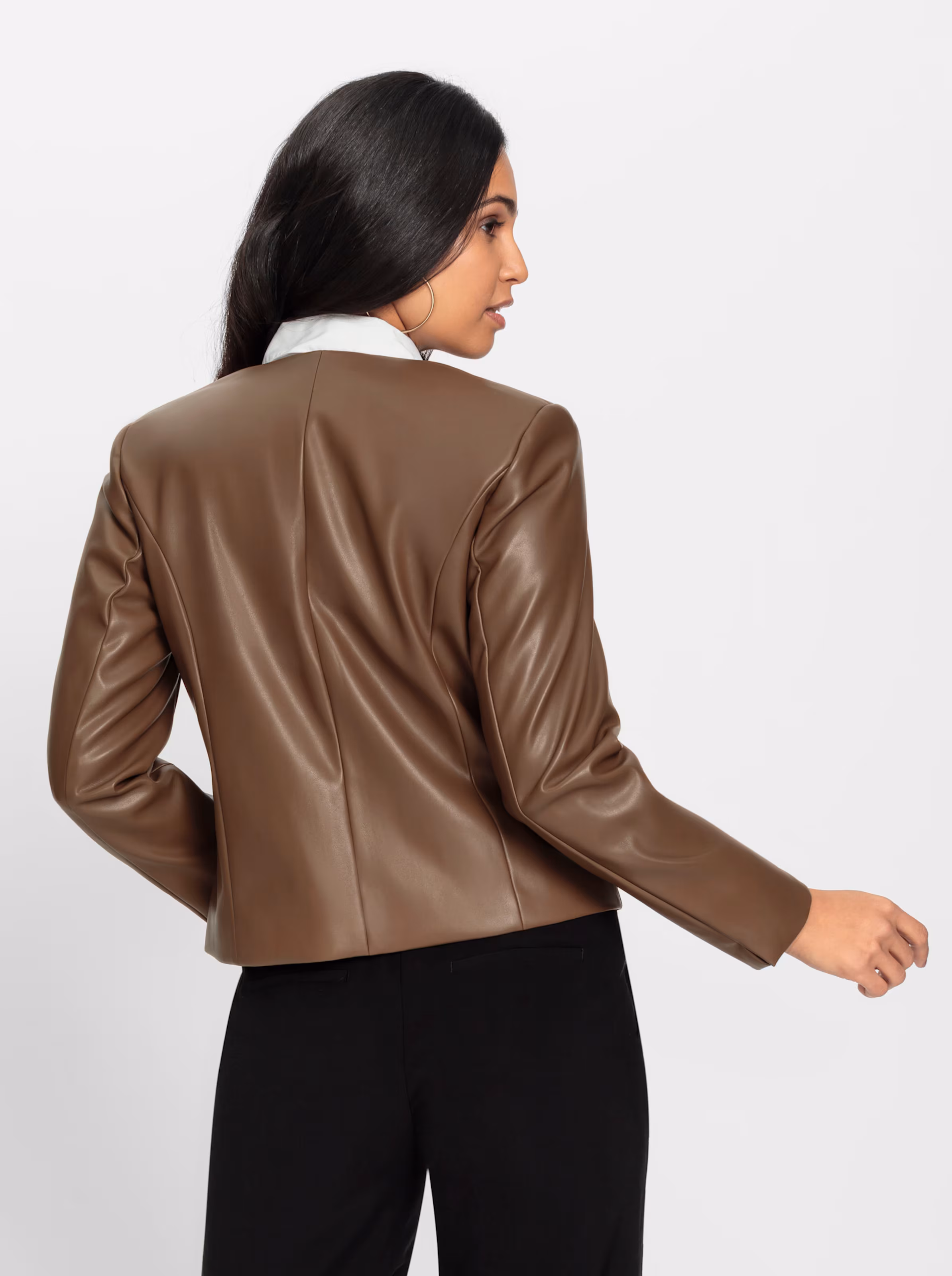 Lederimitat-Blazer in braun