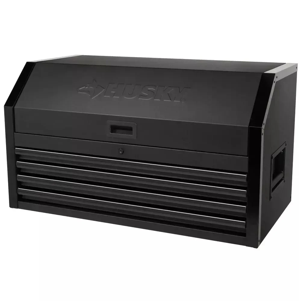 Industrial 41 inches. WX 21.5 inches. D matte black 4 drawer top tool box