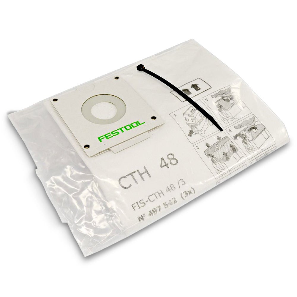 FESTOOL CTH 48 Safety Filter Bags - 3 Pack 497542