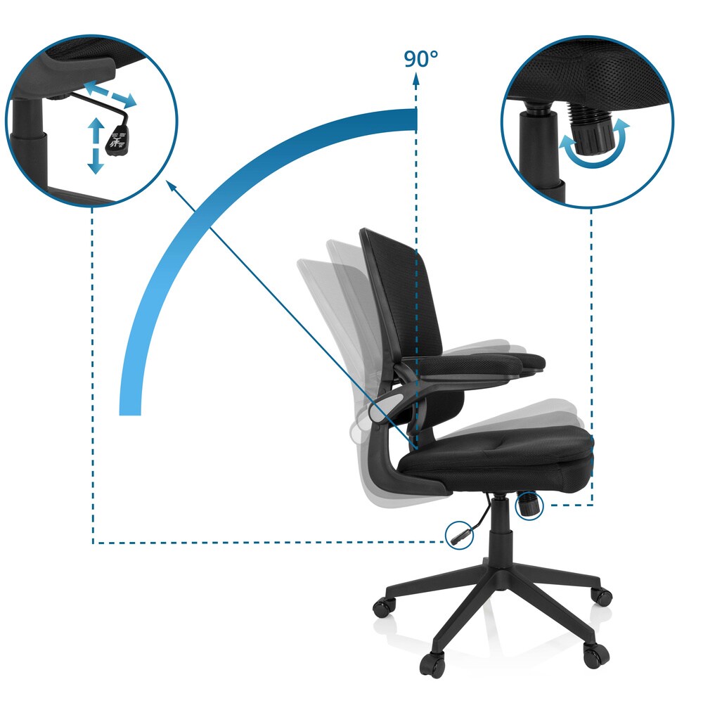 Home Office Bürostuhl RELAX HX 100 Stoff/Netzstoff mit abklappbaren Armlehnen MyBuero