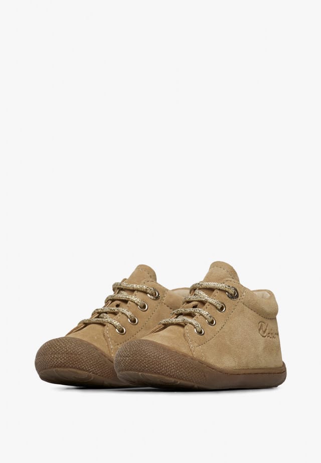 NATURINO COCOONLauflernschuhe aus Veloursleder, Beige-Platin