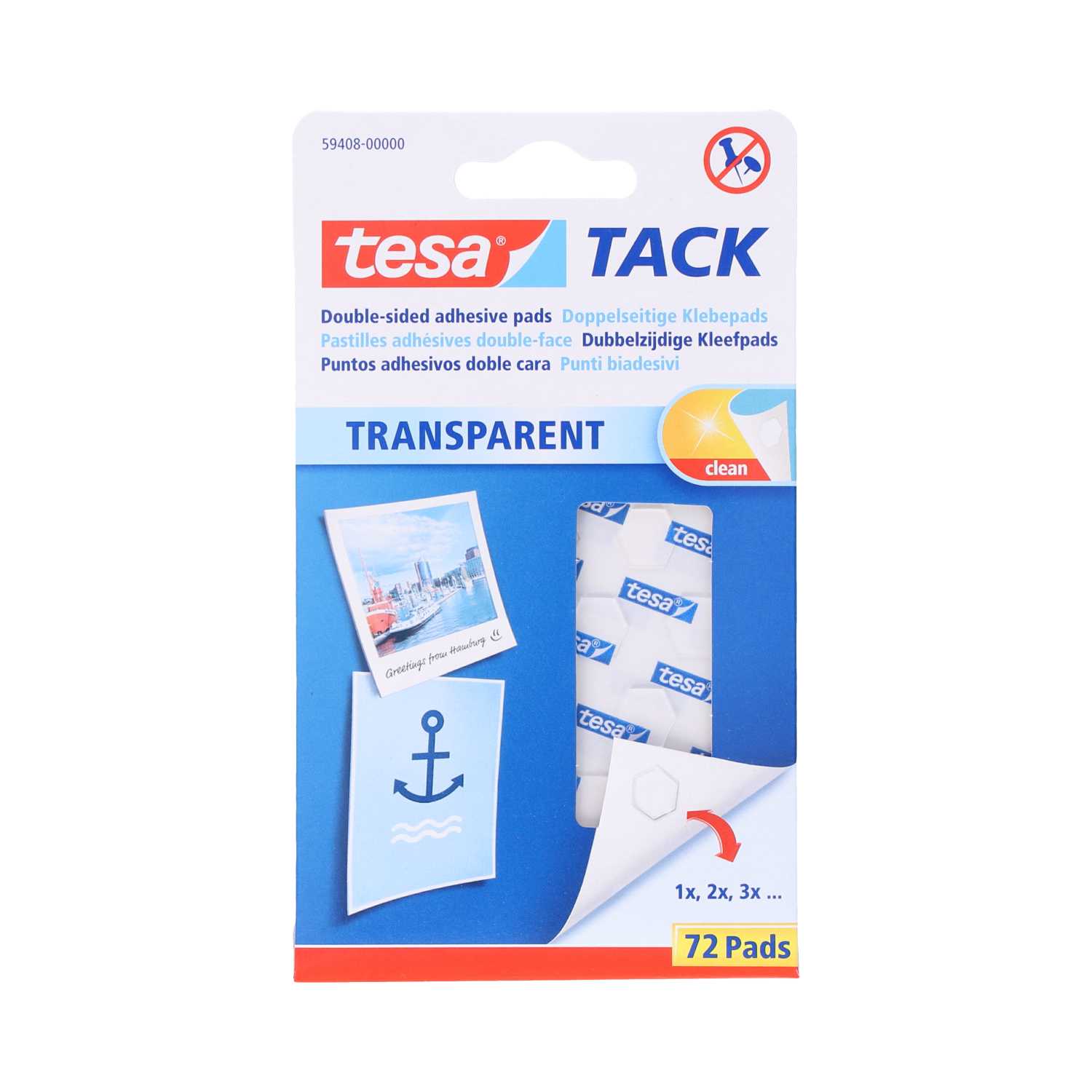 tesa TACK doppelseitige Klebepads 1,0 x 1,0 cm 72er