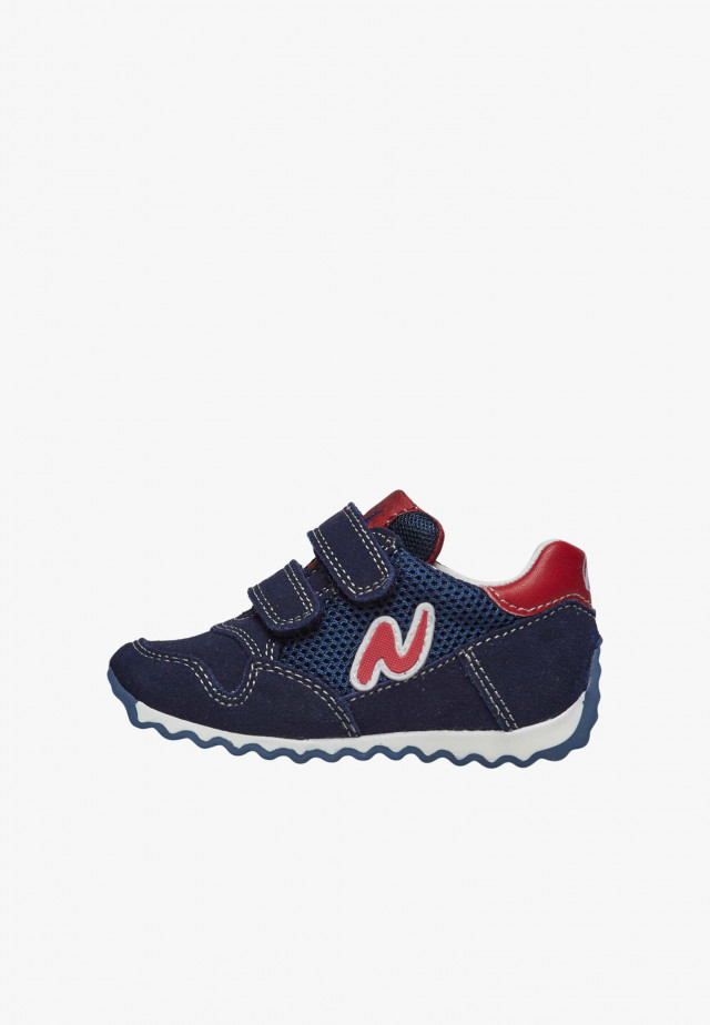 NATURINO SAMMY 2 VL.Sneakers aus Veloursleder und Gewebe, Marineblau-Rot