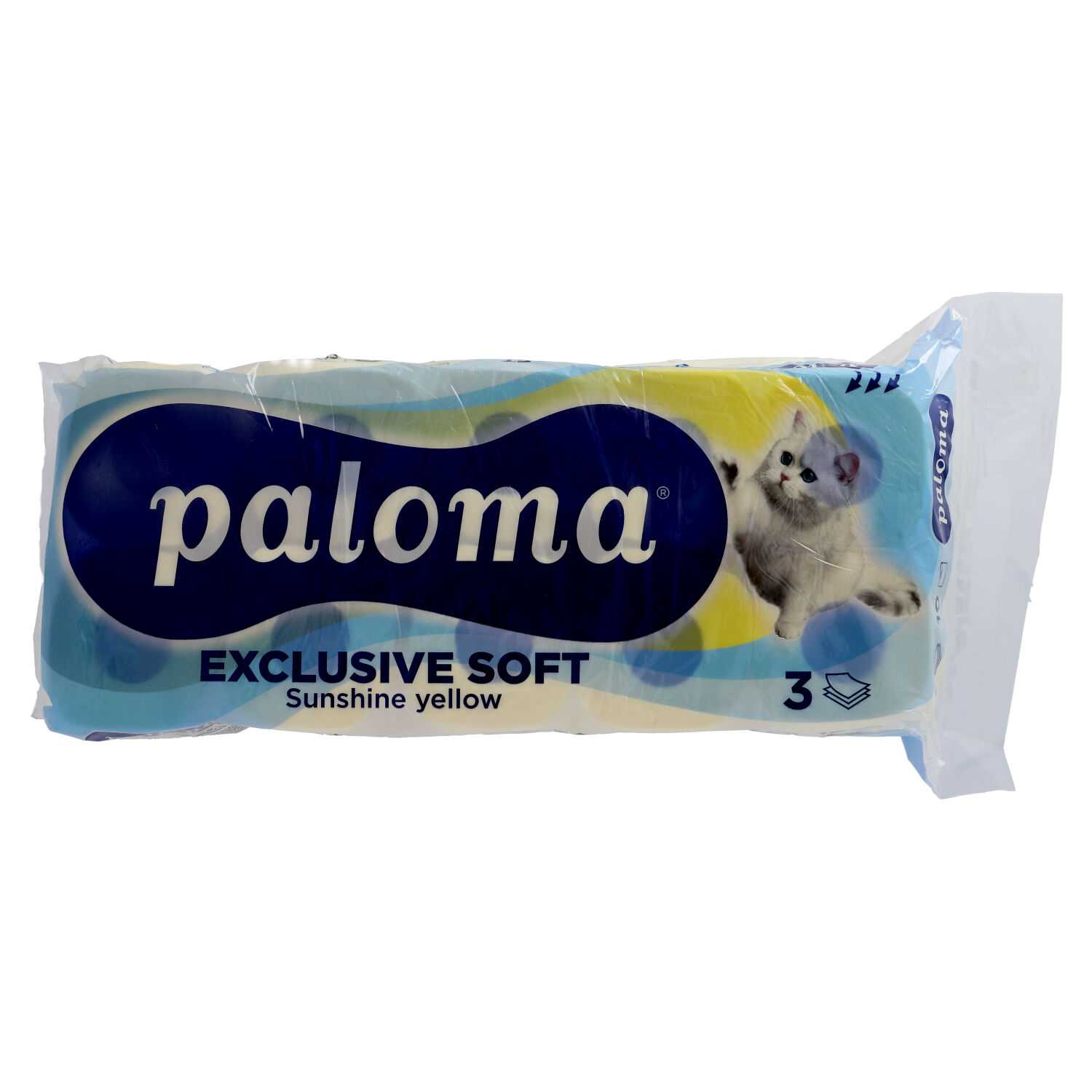 Paloma Gelbes Toilettenpapier 10 Rollen, 3 lagig