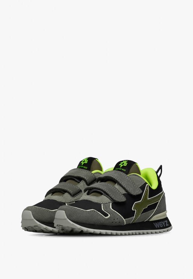 JET VL-J.Sneakers aus technischem Gewebe und Veloursleder, Grau