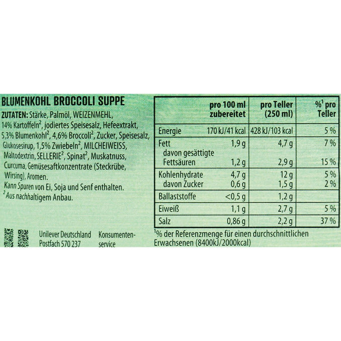 Knorr Blumenkohl Broccoli Suppe , 48g von Knorr