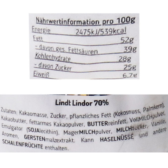 Lindor Kugeln 70% Kakao, 500g von Lindt