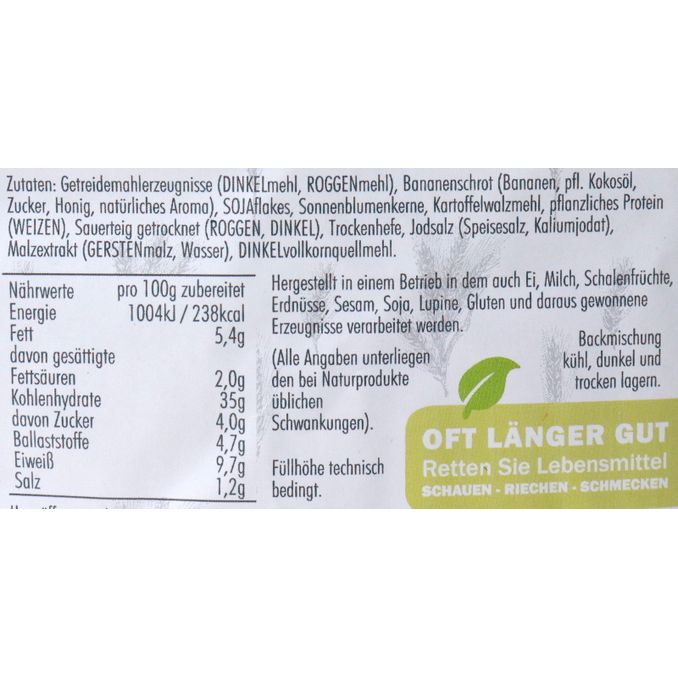 Backmischung Joggingbrot mit Urgetreide, 1750g von simplyfree