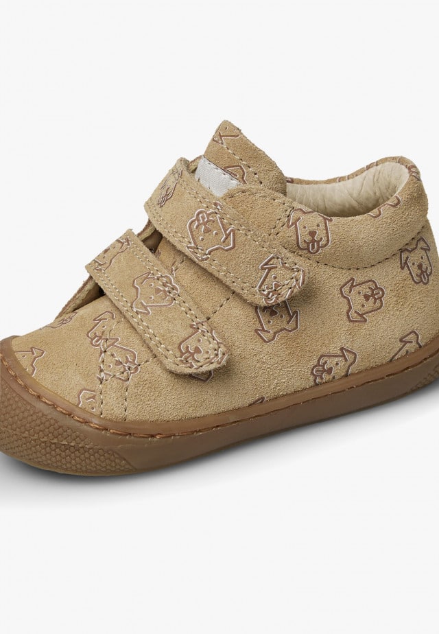 NATURINO COCOON VLLauflernschuhe aus Veloursleder mit Hundedruck, Beige