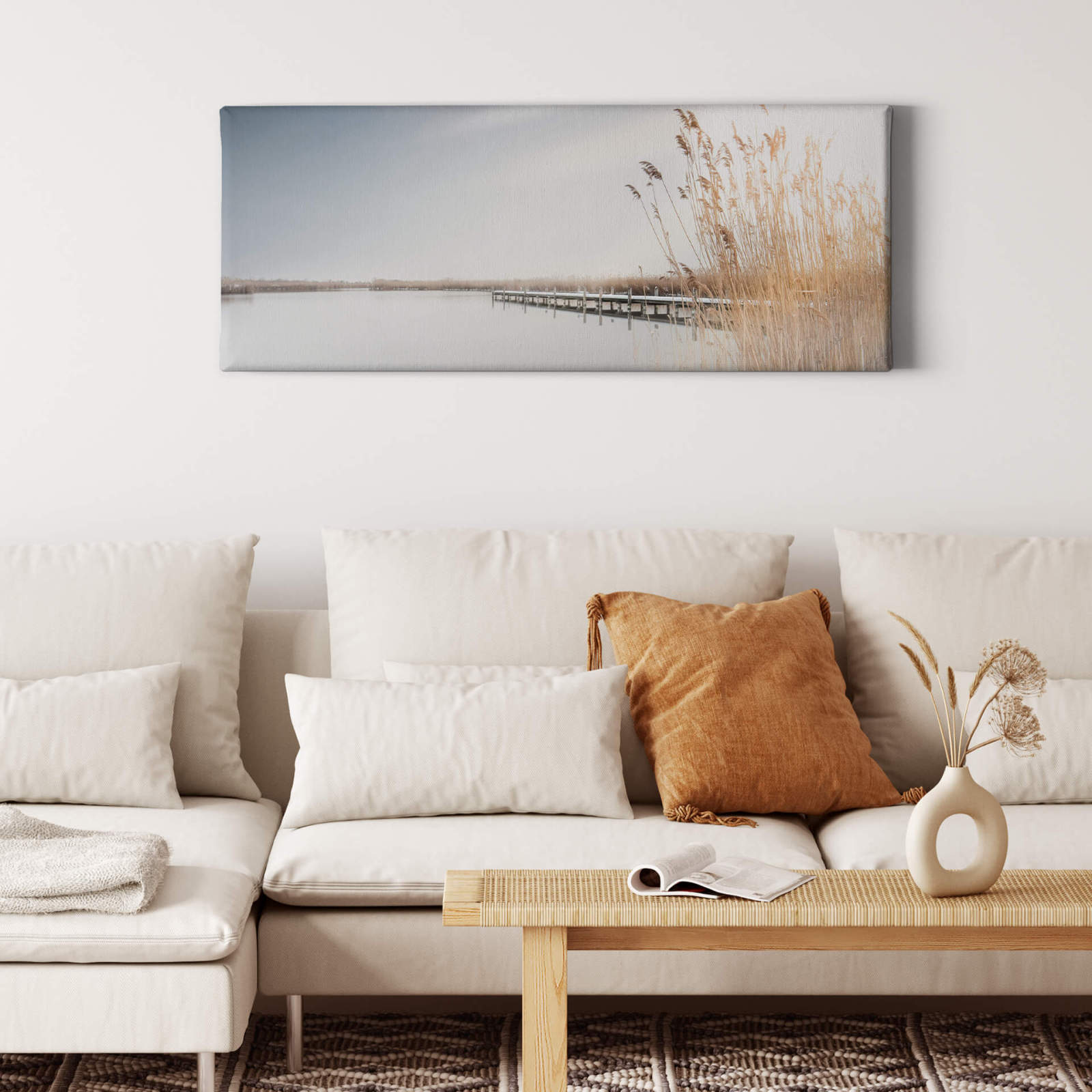 Leinwandbild SCHILF - braun-grau - 100x40 cm