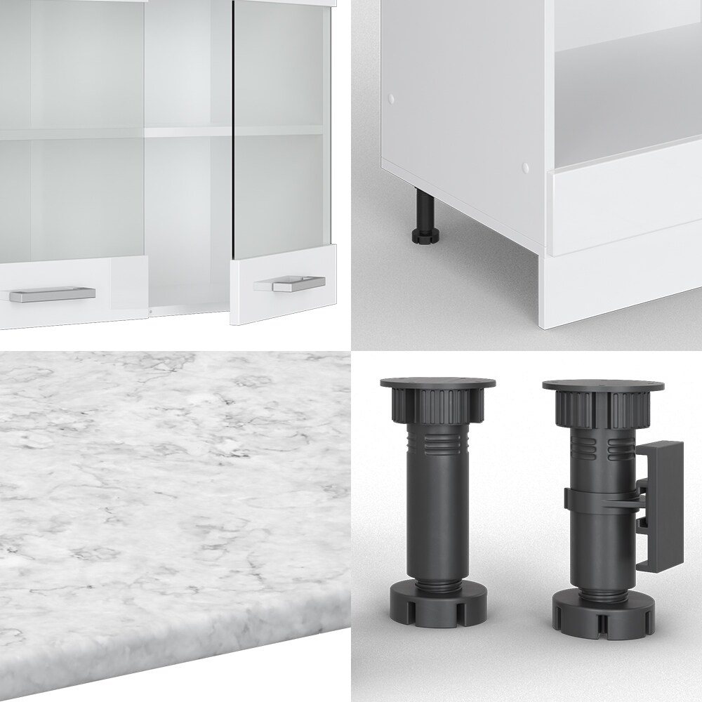 VICCO KÜCHENZEILE R-LINE ECKKÜCHE WINKEL KÜCHE EINBAUKÜCHE WEISS HOCHGLANZ