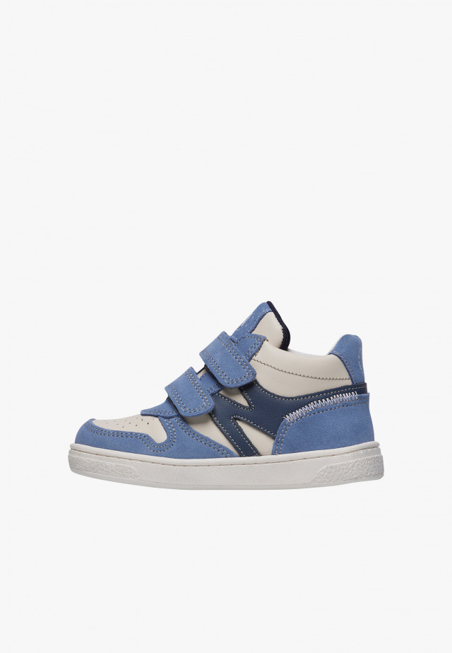 NATURINO NIBB VL.Hohe Sneakers aus Leder und Veloursleder, Weiß-Dunkelgrün