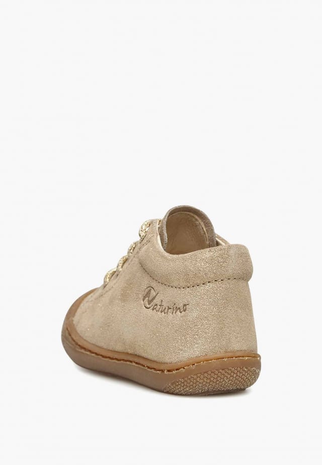 NATURINO COCOONLauflernschuhe aus Veloursleder in Glitter-Optik, Platin