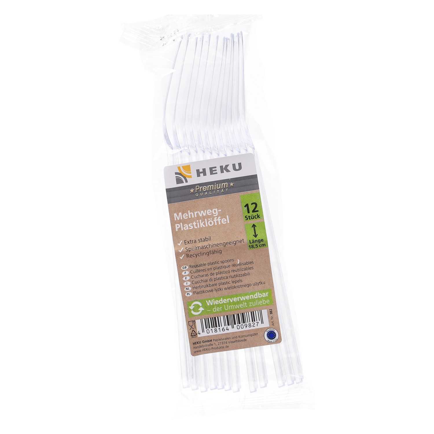 Heku Mehrweg-Plastiklöffel Premium Qualität transparent 12er