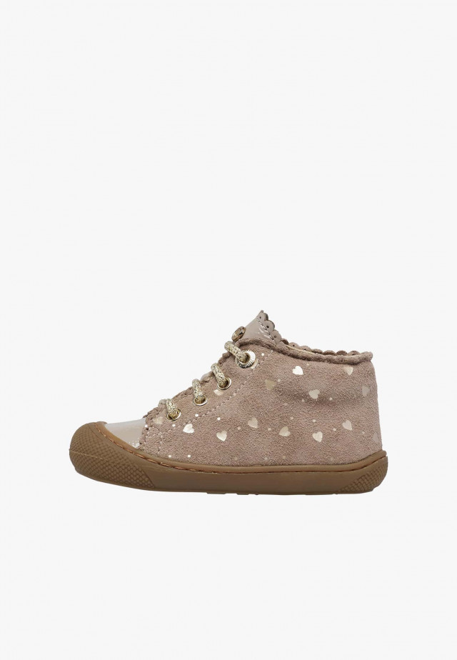 NATURINO COTTINSLauflernschuhe aus Veloursleder und Lackleder, Beige-Taupe
