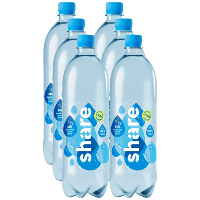 Share Wasser still, 6er Pack (EINWEG) zzgl. Pfand, 6x 1L von Share