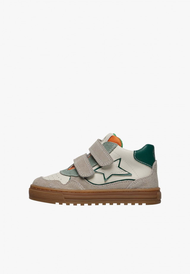 NATURINO HESS HIGH 3 VL.Knöchelschuhe aus Leder und Veloursleder, Weiß-Taupe