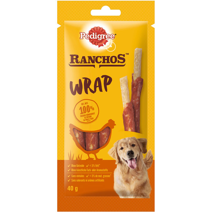 Pedigree Ranchos Hundesnack Wrap Beutel mit Huhn, 40g von Pedigree