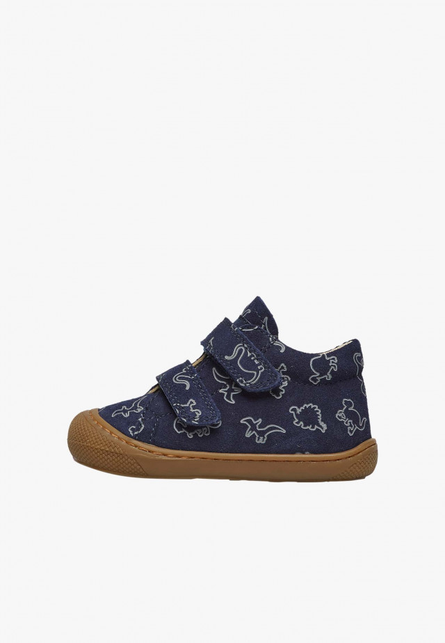 NATURINO COCOON VLLauflernschuhe aus Veloursleder mit Dinosaurier-Print, Marineblau