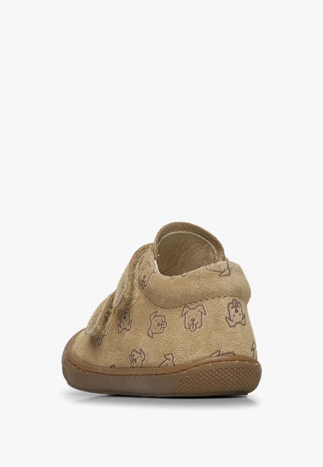 NATURINO COCOON VLLauflernschuhe aus Veloursleder mit Hundedruck, Beige