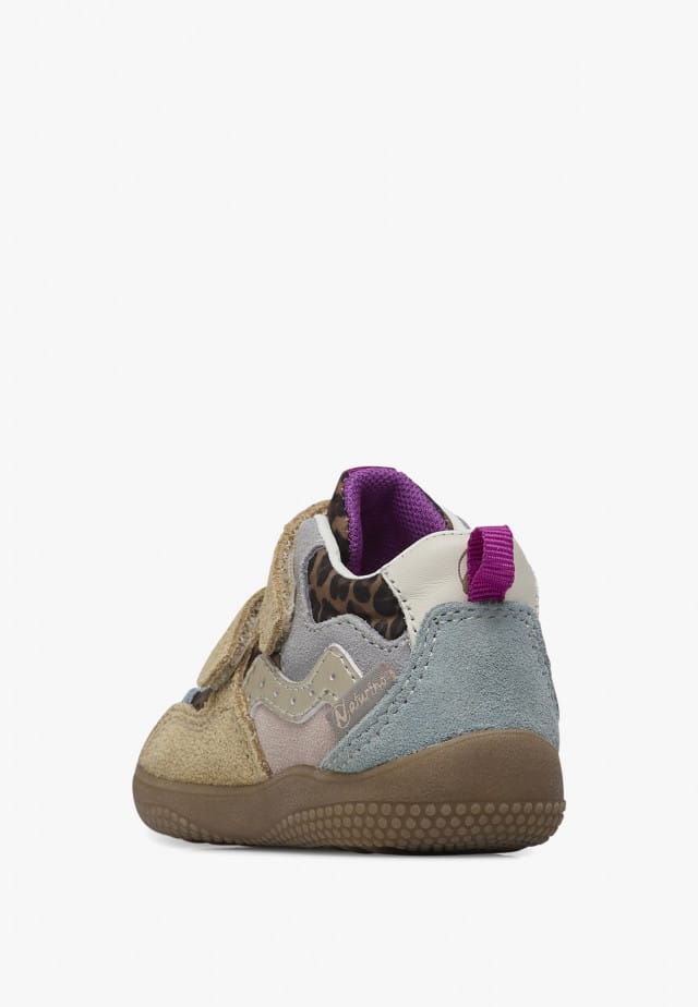 NATURINO LAKKEN VL.Lauflernschuhe aus Leder und Veloursleder mit Tiermotiv, Braun-Grau