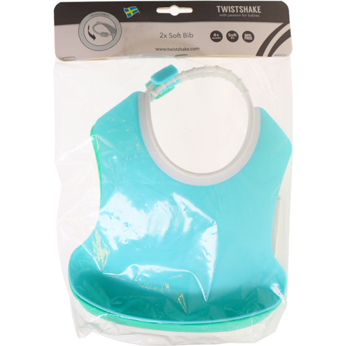 Lätzchen mit Auffangschale Blau Grün, 2er Pack, 2 Stk. von TwistShake