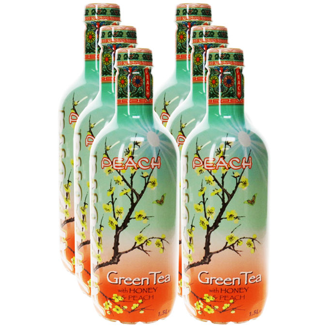 AriZona Green Tea Honey & Peach, 6er Pack (EINWEG) zzgl. Pfand, 6 x 1,5L von AriZona
