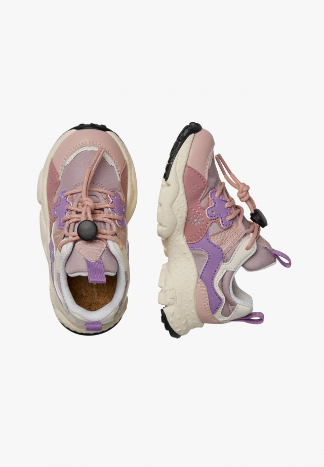 YAMANO 3 JUNIOR.Sneakers aus Kunstleder und technischem Gewebe, Rosa