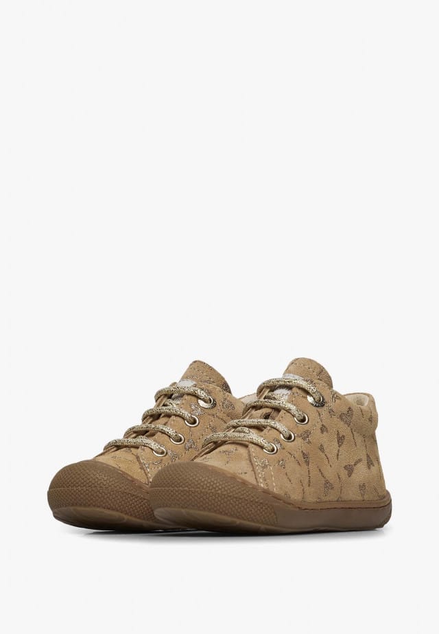 NATURINO COCOONLauflernschuhe aus Veloursleder, Beige-Platin