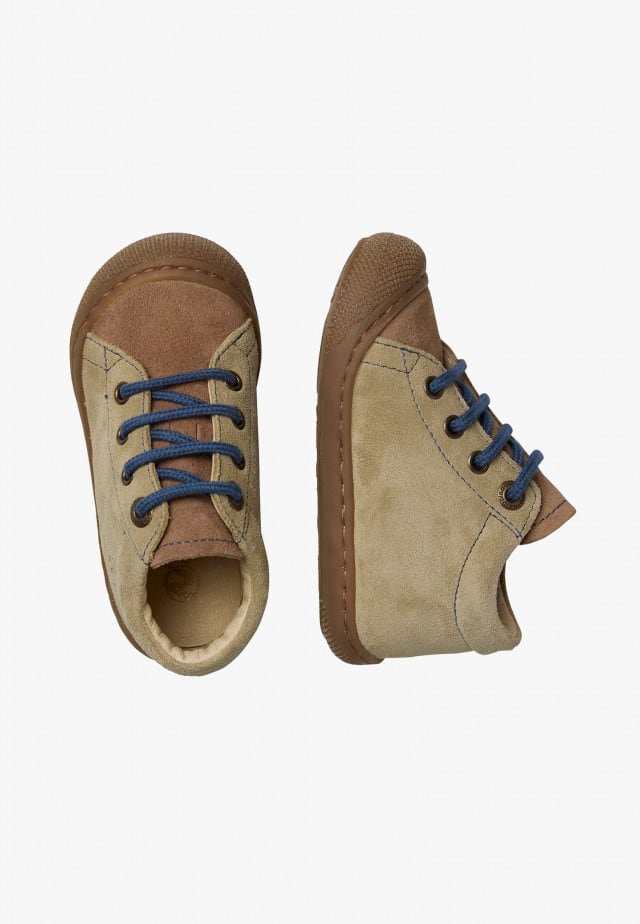 NATURINO COCOONLauflernschuhe aus Veloursleder, Grau-Braun