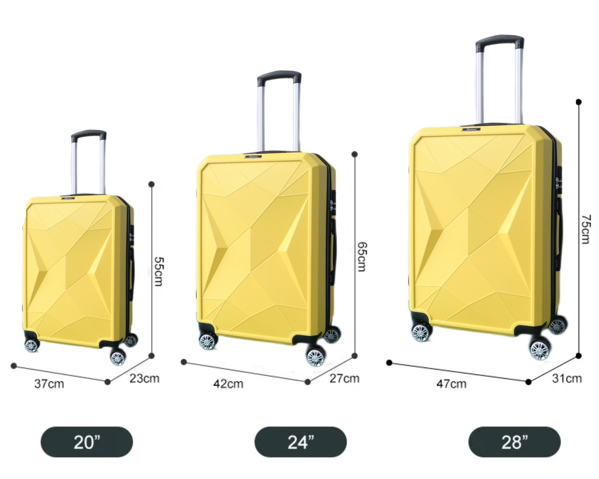 Reisekoffer ABS-03 Koffer 3-teilig Hartschale Trolley Set