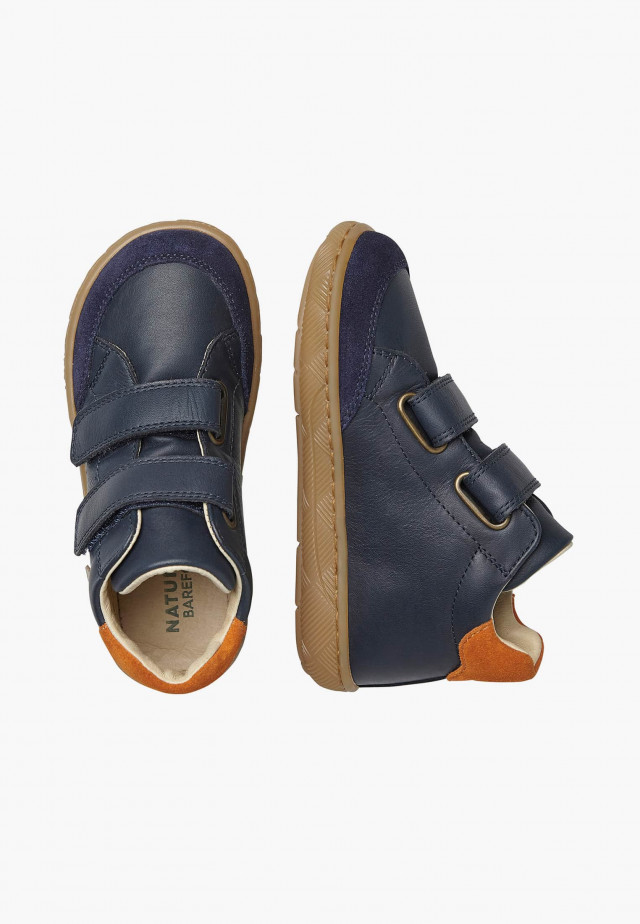 BAREFOOT SMARTINEYSneakers aus Nappa- und Veloursleder, Marineblau-Orange