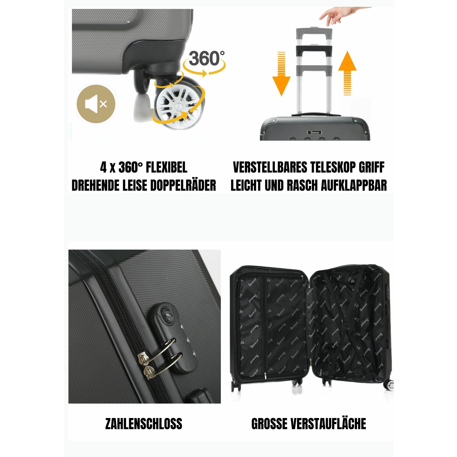 Reisekoffer Koffer 3 tlg Hartschale Trolley Set Kofferset Handgepäck