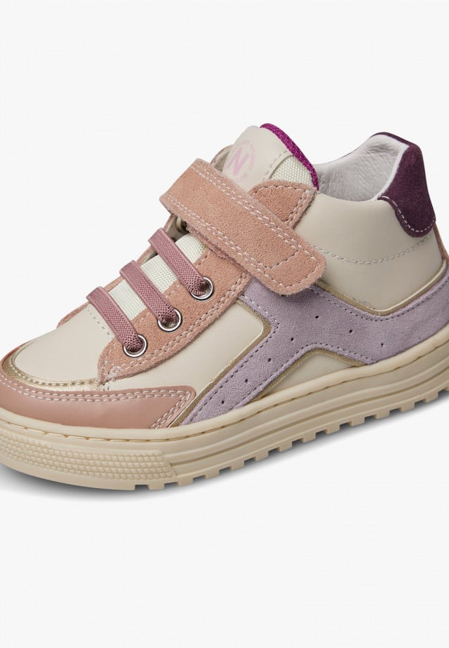 NATURINO BAOB VL.Sneakers aus Leder und Veloursleder, Cremeweiß-Rosa