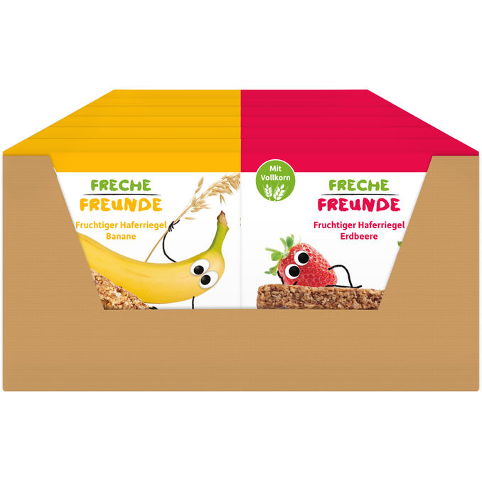 BIO Freche Freunde Mischtray Haferriegel Erdbeere & Banane, 12er Pack, 12 x 180g von Freche Freunde
