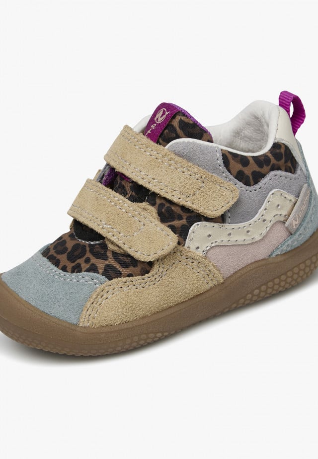 NATURINO LAKKEN VL.Lauflernschuhe aus Leder und Veloursleder mit Tiermotiv, Braun-Grau
