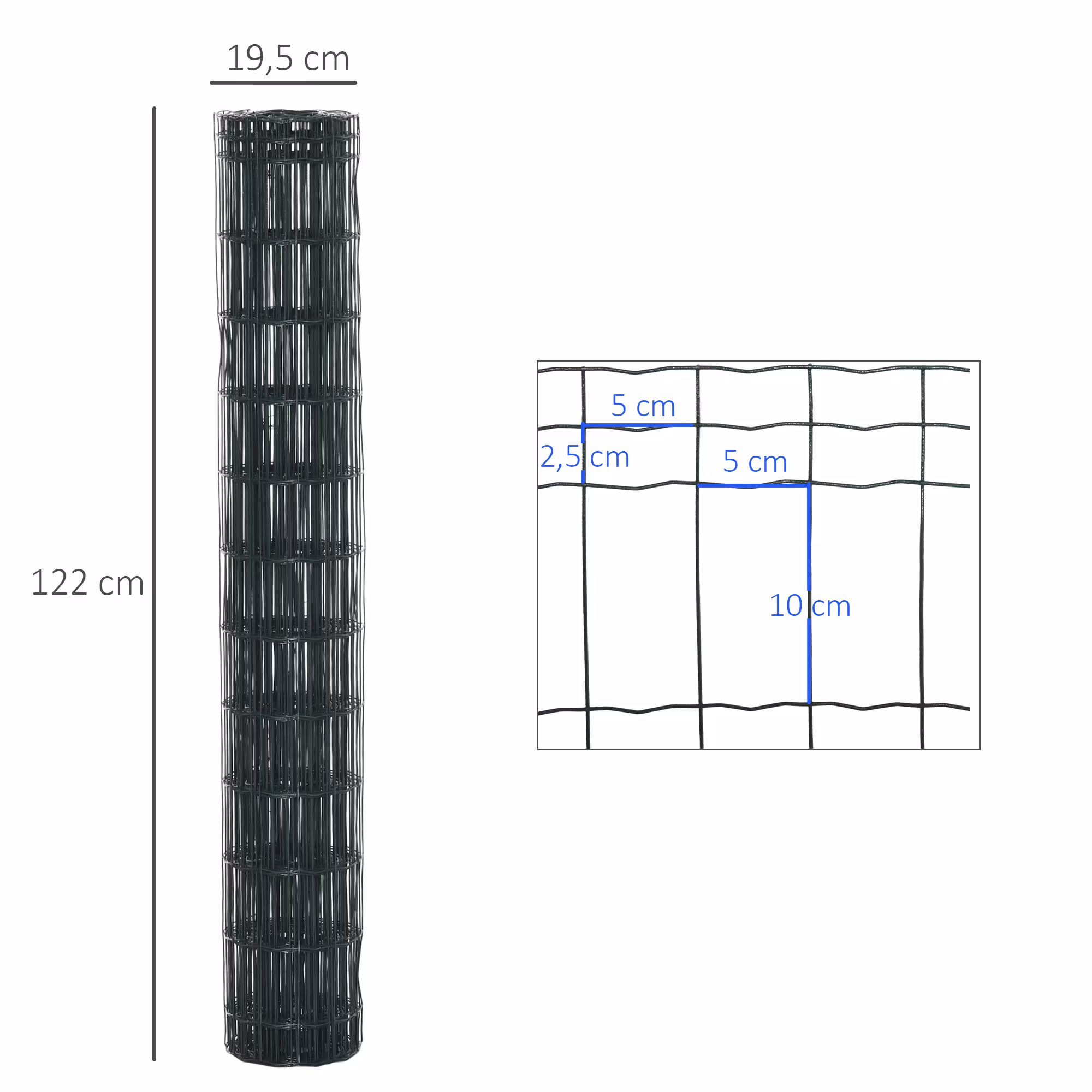 PawHut Maschendrahtzaun mit PVC-ummantelter Kunststoff grün 1000L x 0,21B x 100H cm