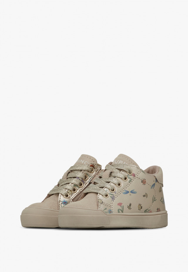 NATURINO EINDHOVEN HIGH ZIP.Sneakers aus Leder und Veloursleder, Platin