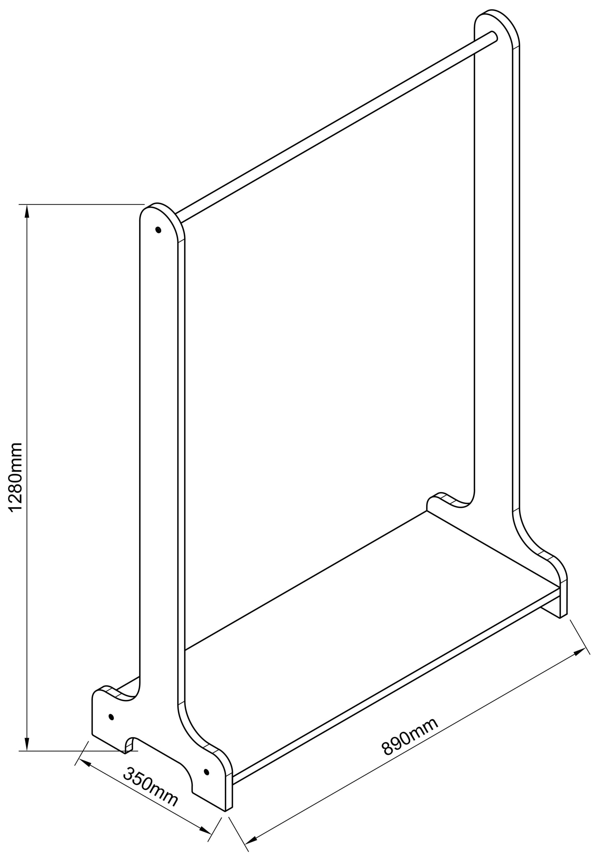 VCM Holz offener Kleiderschrank begehbarer Kleiderregal Schrank Kleiderstange Lempu H. 128 cm