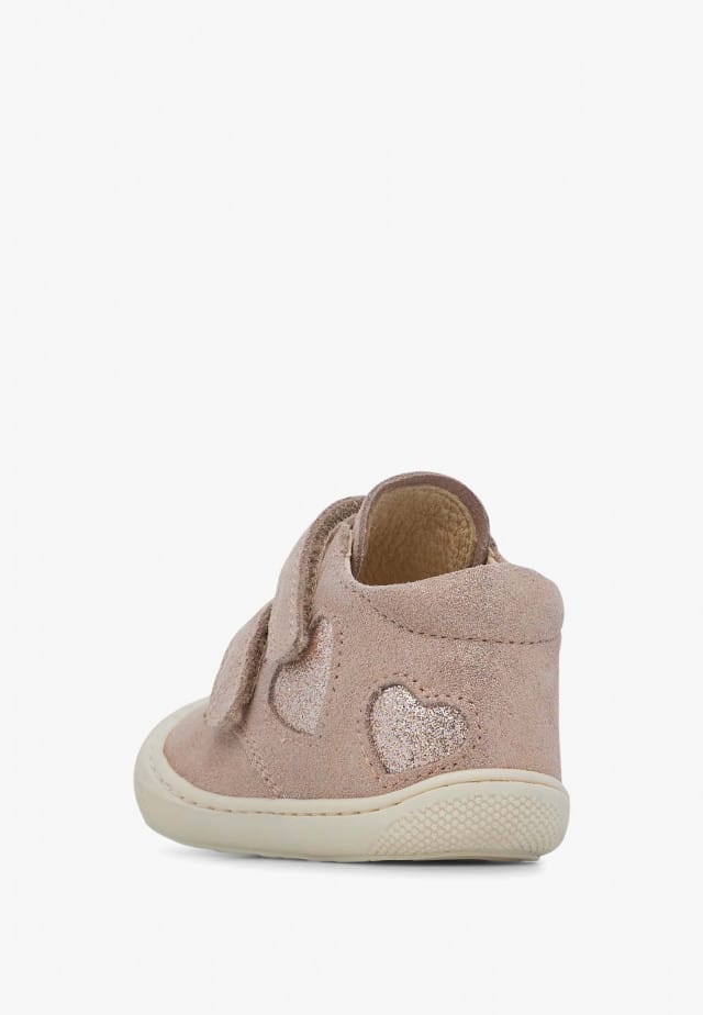 NATURINO MIDORY VLLauflernschuhe aus glitzerndem Veloursleder, Puderrosa