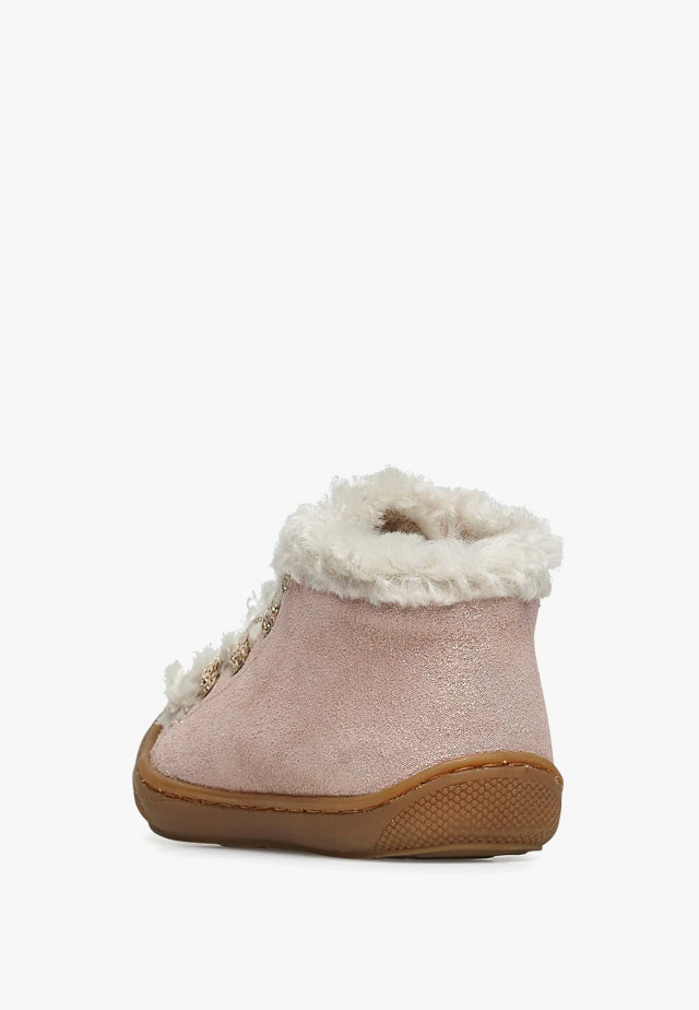 NATURINO LALLITLauflernschuhe aus Veloursleder und Wolle, Rosa