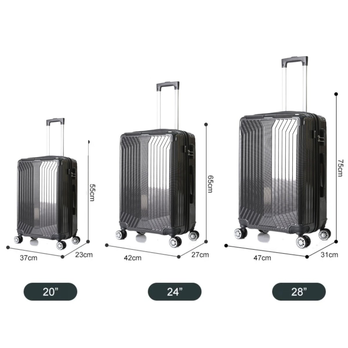 Koffer 3 tlg Trolley Set Kofferset Gepäck Polycarbonat