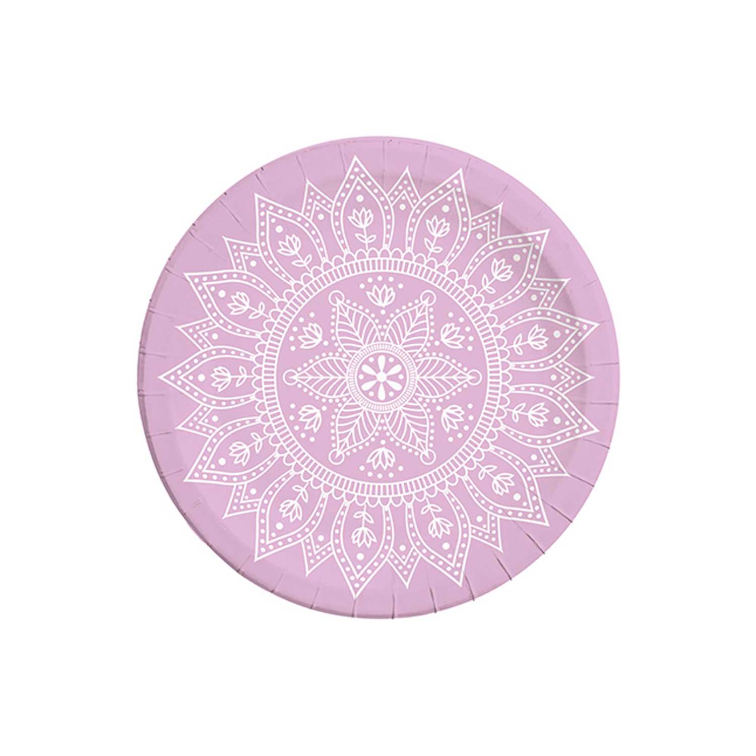 Pappteller 8er D=23cm Mandala mauve