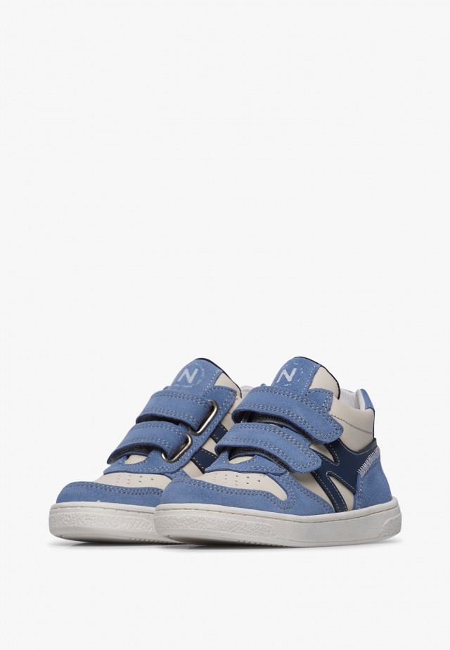 NATURINO NIBB VL.Hohe Sneakers aus Leder und Veloursleder, Weiß-Dunkelgrün